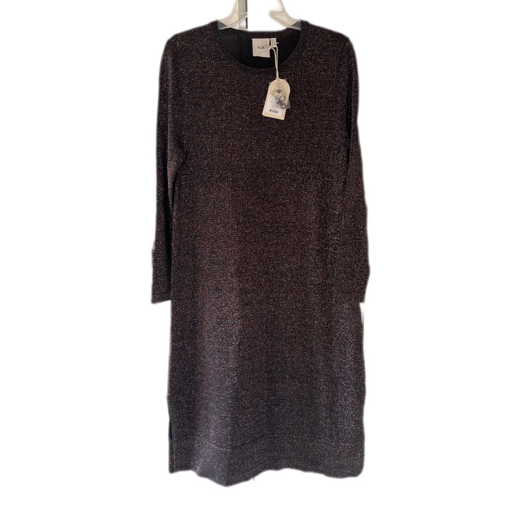 Elk Galaxy Dress Maxi Black Pink Blue Sparkle Long Sleeve sz 6 NEW!